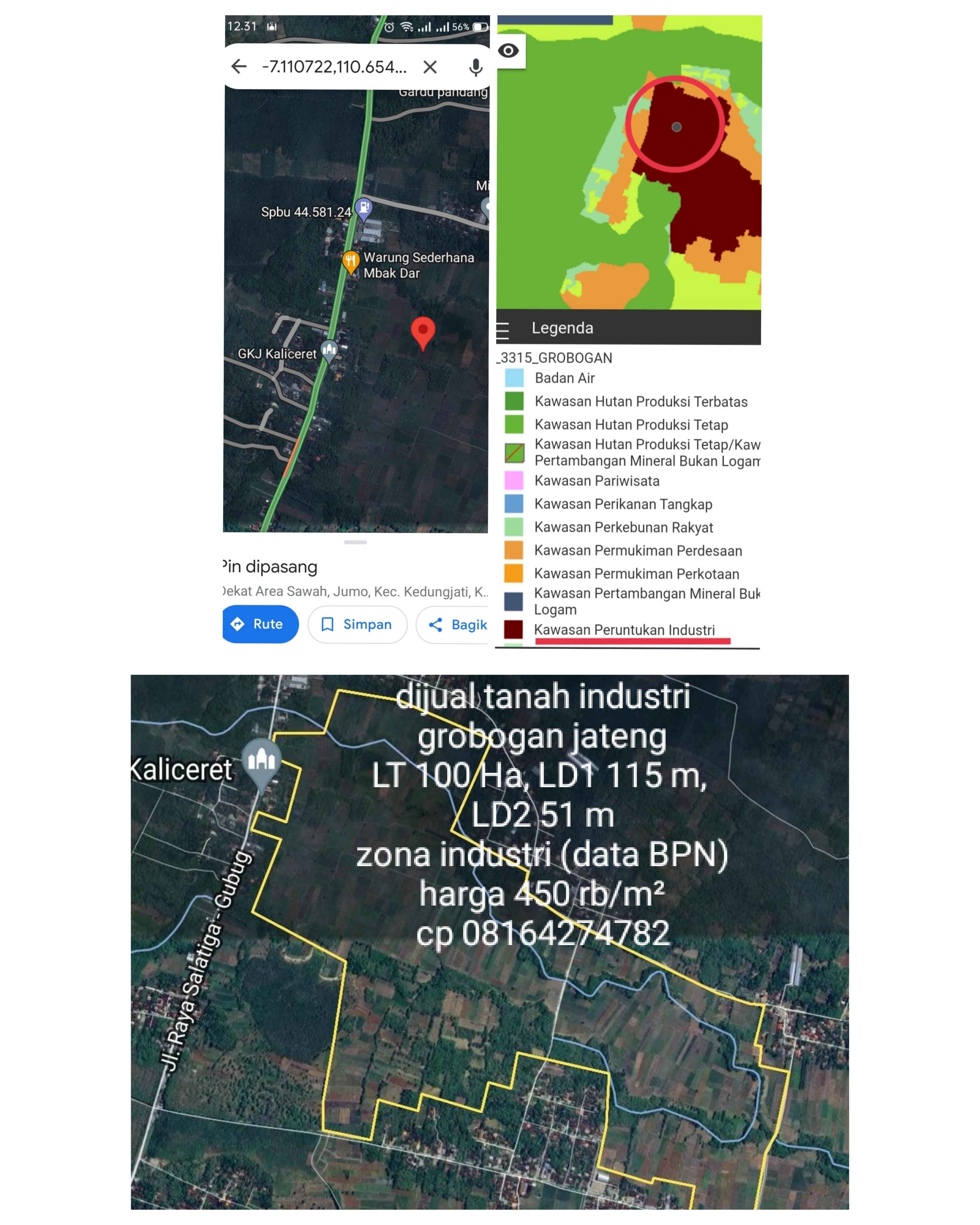 Dijual Tanah Industri Datar Luas 100 Ha Siap Bangun Di Grobogan