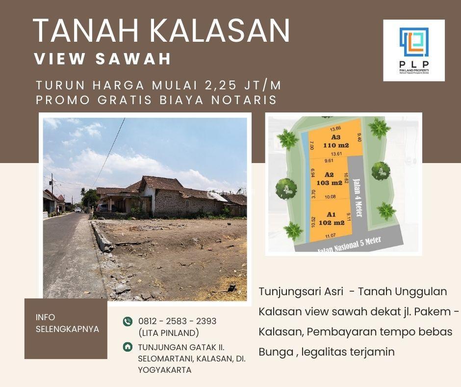 Dijual Tanah Kavling Kalasan Mangku Jalan Aspal View Sawah Meter