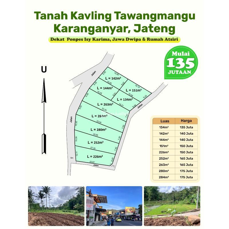 Jual Tanah Kavling Luas 134di284 M2 Kota Wisata Tawangmangu Di