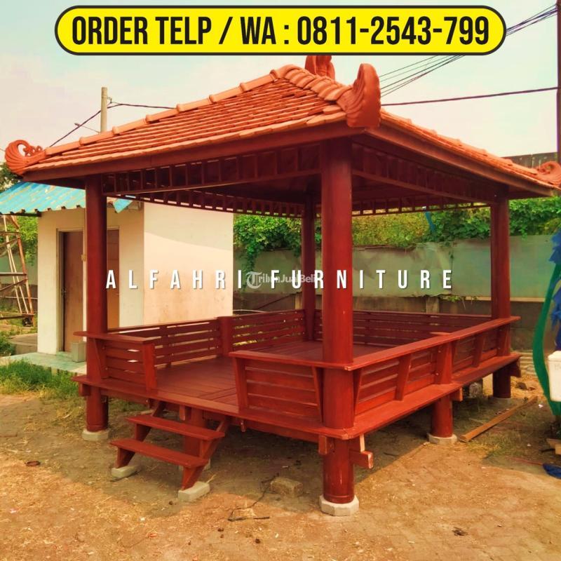 Gazebo Kayu Kelapa Minimalis Untuk Mushola 3x4 Meter Atap Genteng Di