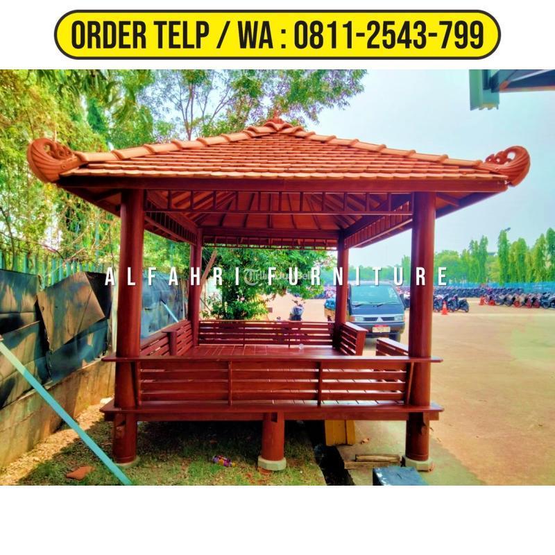 Gazebo Minimalis Taman Rumah Kayu Kelapa 3x4 Meter Atap Genteng Sirap