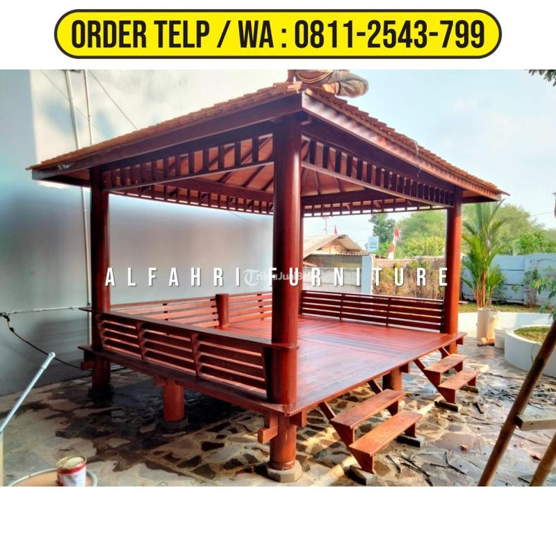 Gazebo Minimalis Modern Kayu Kelapa X Atap Genteng Joglo Di Bekasi