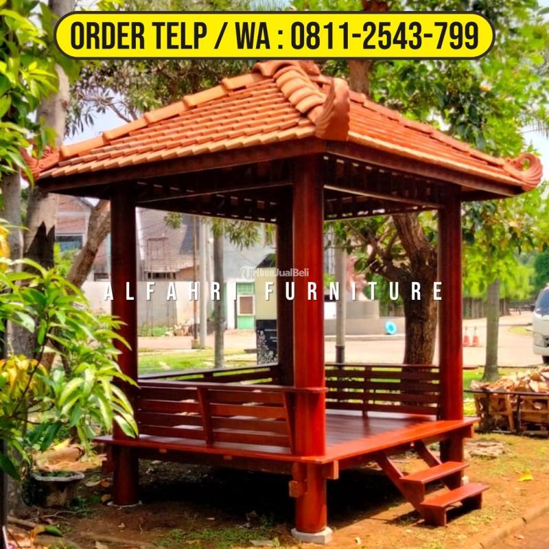 Gazebo Taman Rumah 2x2 Minimalis Kayu Glugu Di Bandung Jawa Barat