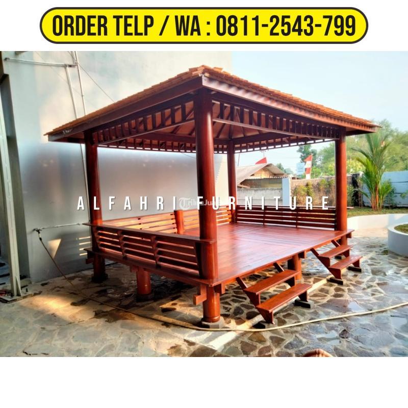 Gazebo Gebyok X Kayu Glugu Minimalis Atap Genteng Di Bogor Jawa Barat