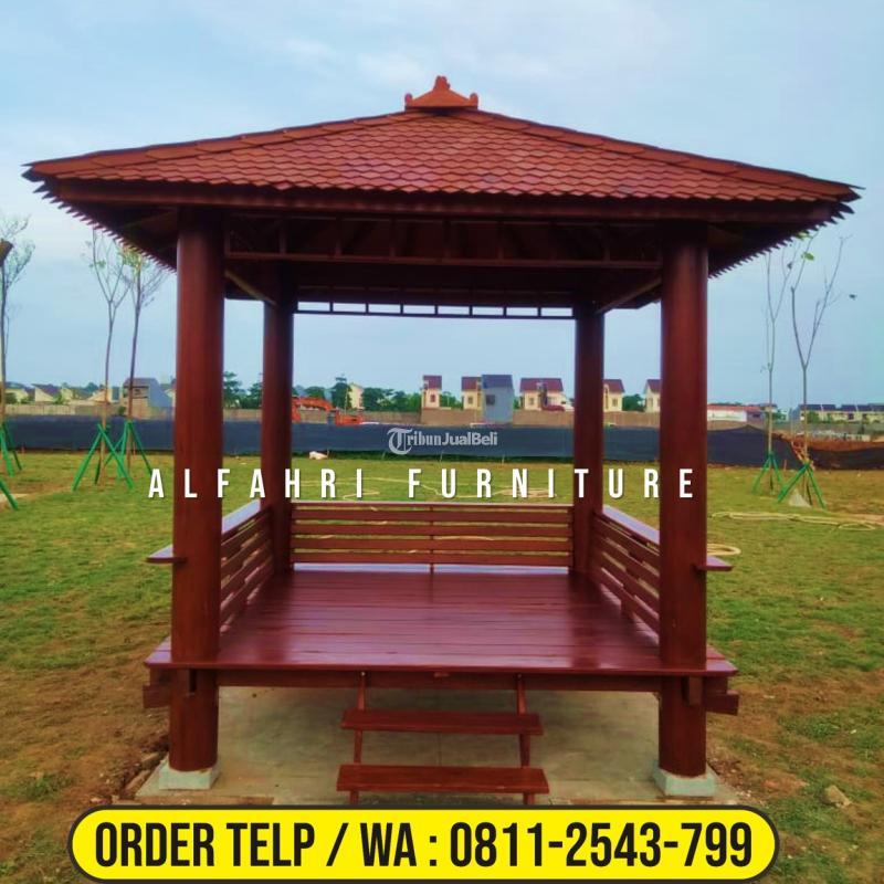 Gazebo Taman Halaman Rumah X Kayu Kelapa Minimalis Di Malang Jawa