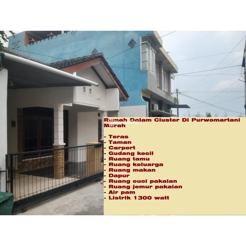 Jual Rumah Dalam Cluster LT102 LB90 3KT 2KM SHM Di Purwomartani Murah