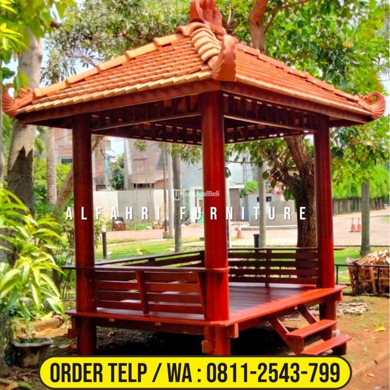 Gazebo Taman Rumah 2x2 Minimalis Kayu Glugu Di Klaten Jawa Tengah