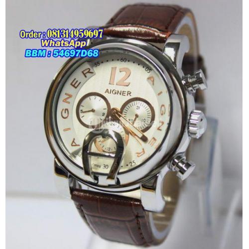 JAM TANGAN AIGNER Bari Leather Strap A37500 BRO for men