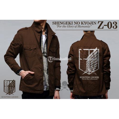 Grosir Murah Jaket Parka Pria Shingeki No Kyojin All Size Warna Coklat - COD Yogyakarta