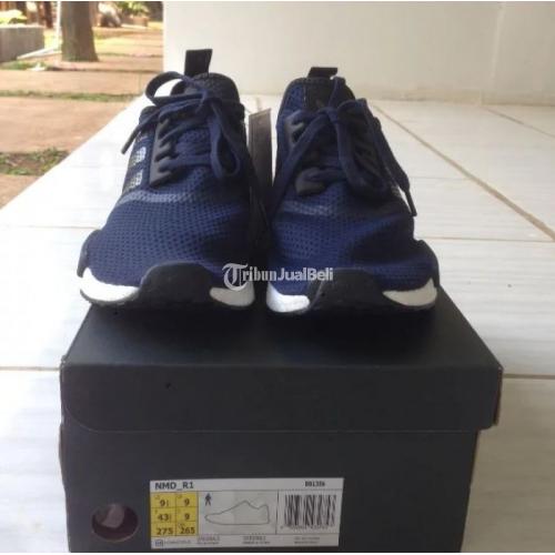 Sepatu Running Adidas NMD R1 Original 100% Biru Hitam Size 43 BNIB