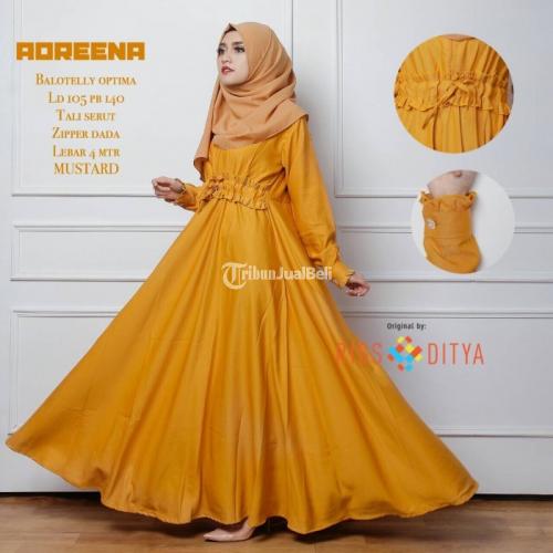 Dress Adreena New Bahan Balotelly Optima Tali Serut Zipper Dada Warna Komplit - Solo