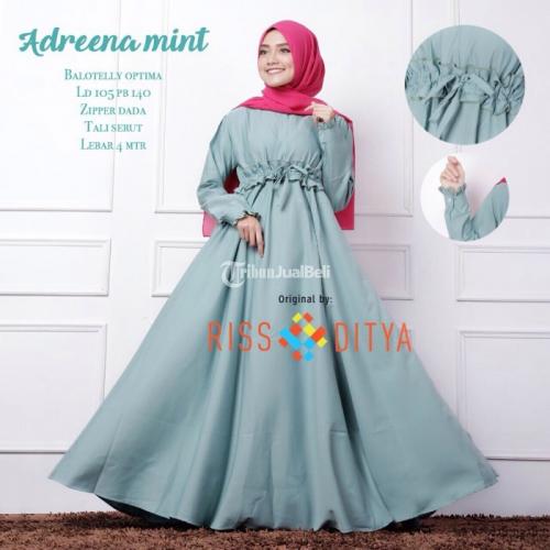 Dress Adreena New Bahan Balotelly Optima Tali Serut Zipper Dada Warna Komplit - Solo