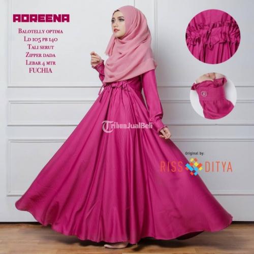 Dress Adreena New Bahan Balotelly Optima Tali Serut Zipper Dada Warna Komplit - Solo