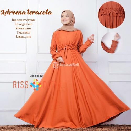 Dress Adreena New Bahan Balotelly Optima Tali Serut Zipper Dada Warna Komplit - Solo