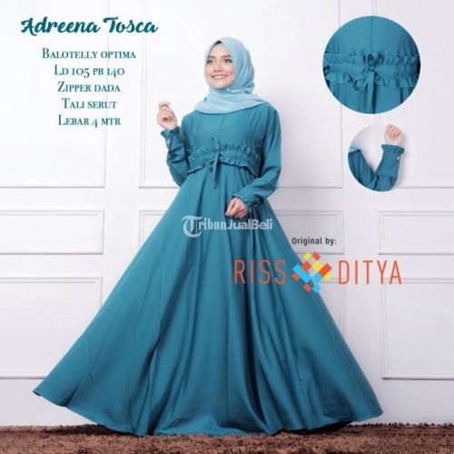 Dress Adreena New Bahan Balotelly Optima Tali Serut Zipper Dada Warna Komplit - Solo