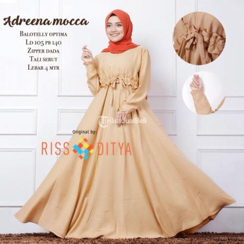 Dress Adreena New Bahan Balotelly Optima Tali Serut Zipper Dada Warna Komplit - Solo