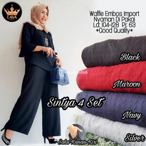 Baju Setelan Wanita Sintya 4 Set Embos Import Celana Kulot Harag Murah - Solo