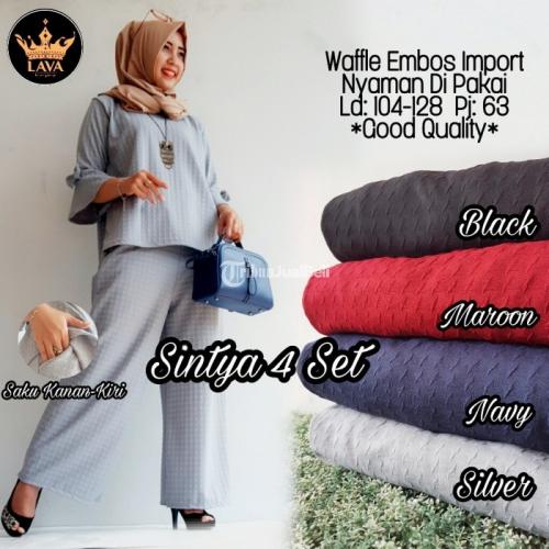 Baju Setelan Wanita Sintya 4 Set Embos Import Celana Kulot Harag Murah - Solo