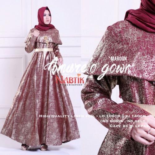 Long Dress Amarelo Gown Bahan Linen Foil HQ No Bross & Belt Banyak Warna - Solo