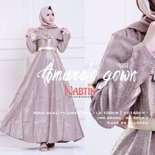 Long Dress Amarelo Gown Bahan Linen Foil HQ No Bross & Belt Banyak Warna - Solo