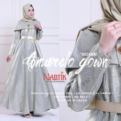 Long Dress Amarelo Gown Bahan Linen Foil HQ No Bross & Belt Banyak Warna - Solo