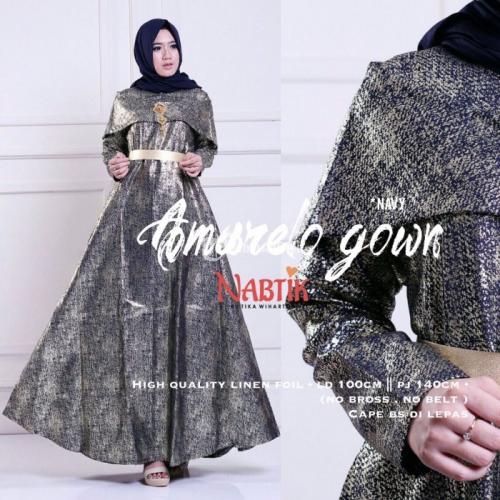 Long Dress Amarelo Gown Bahan Linen Foil HQ No Bross & Belt Banyak Warna - Solo