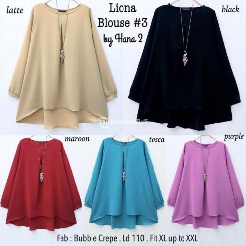 Liona Blouse #3 Bahan Bubble Crepe Warna Komplit Size XXL Hingga XXXL - Solo
