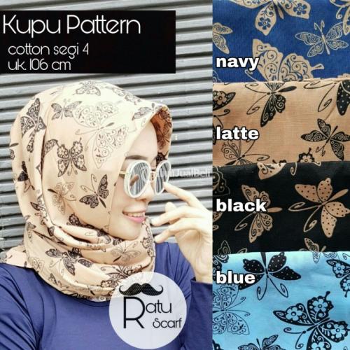 Jilbab Kupu Pattern Bahan Katun Segi 4 Size Panjang 106cm Warna Semua ...