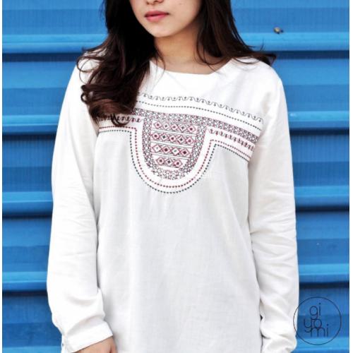 Baju Atasan Wanita Modern Etnic Bohemian Blouse White New Harga Murah - Surabaya