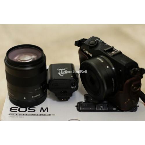 Kamera Canon EOS M 18di55mm + 22m f2.0 + Flash ex90 di Surabaya