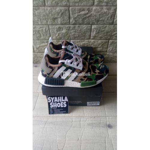 Sepatu Adidas NMD R1 X Bape Green White NEW Sneakers Perfeck Kick