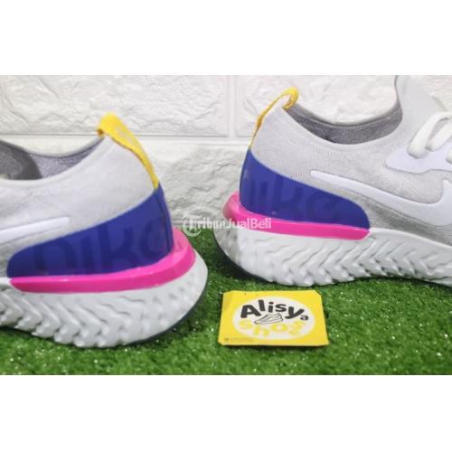 Sepatu Nike Epic React Flyknit White Grey Murah Sneakers Baru