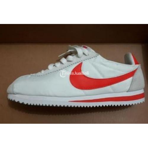 Sepatu Sneakers Nike Cortez White Orange Nylon New Fullset di