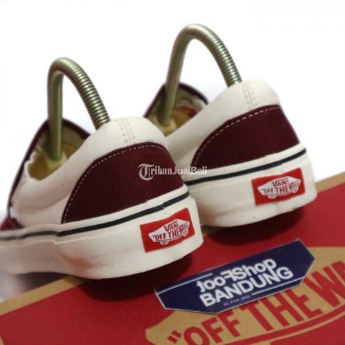 Sepatu Slip On Vans Anaheim Factory Off White Maroon Premium BNIB