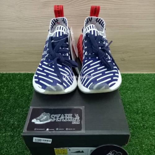 Sepatu Adidas NMD R2 Collegiate Navy Red White New UA Original