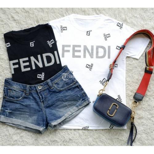 Kaos Fendi Full Sablon Bahan Cotton Combed Harga Murah - Bali