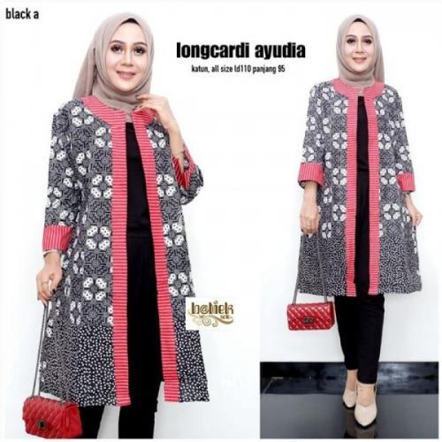 Baju Cardigan Batik Wanita Murah Long Cardi Ayudia Bahan Katun All Size di Surakarta TribunJualBeli