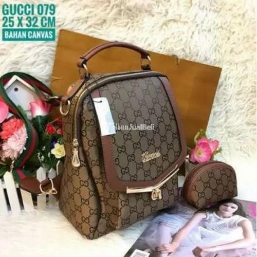 Tas Ransel Murah Gucci Bag 079 Bahan Kanvas Free Pouch Warna