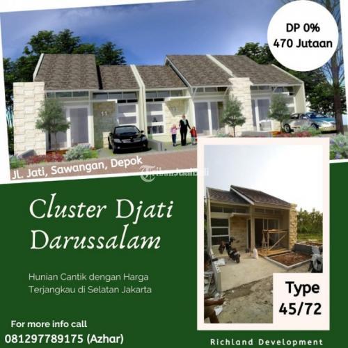 Cluster Djati Darussalam, Sawangan, Dp 0%, LB 45 LT 72, Strategis dan Murah - Depok
