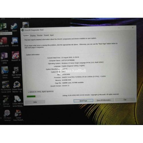 Laptop Lenovo Ideapad 700-15ISK Bekas Harga Rp 6,95 Juta Core i7 Murah - Medan