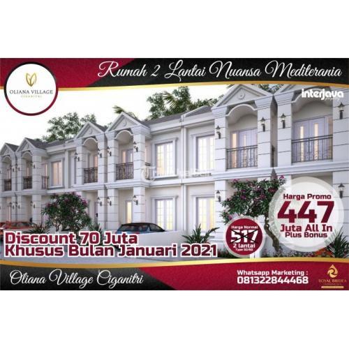 Dijual Rumah Ala Mediterania Di Oliana Village Ciganitri 2 Kamar Carport Taman Depan - Bandung