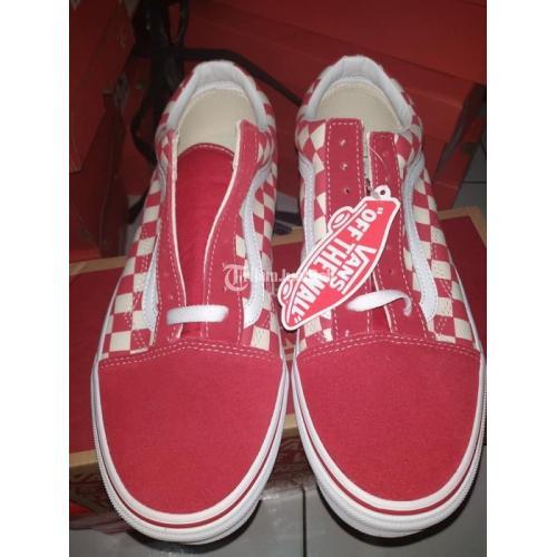 Sepatu Vans Old Skool Checkboard Red Original BNIB Siap
