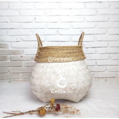 Kerajinan Anyam Handmade Coverpot Bambu Handle Tambang - Jogja