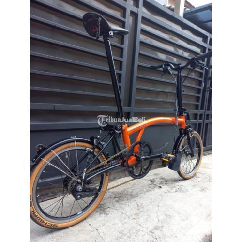 Sepeda Lipat Brompton M6L Orange Black Bekas Orisinil Upgrade di