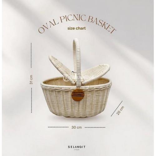 Kerajinan Oval Picnic Basket Lengkap dengan Penutup - Salatiga