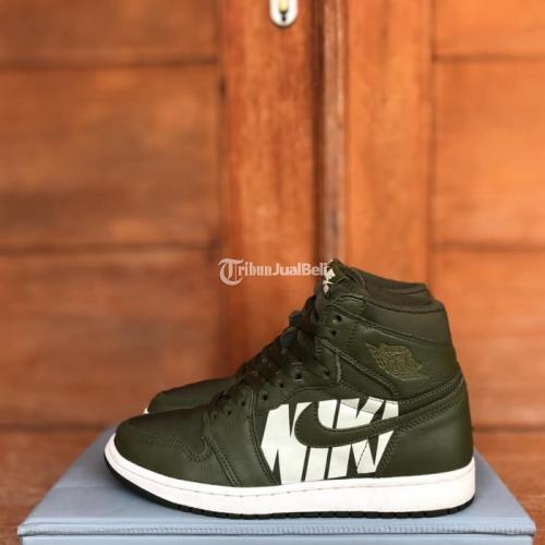 Sepatu Sneakers Air Jordan High Olive Green US 8,5 VNDS OG Box