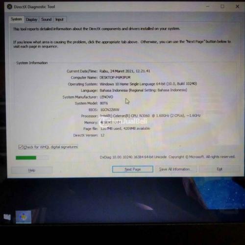Laptop Lenovo Ideapad 110 Siap Pakai Ram 4GB Semua Normal Bekas Siap