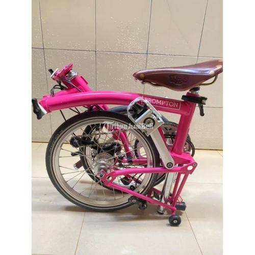 Sepeda Lipat Brompton Hot Pink S6E SN1909 Bekas Mulus Normal di