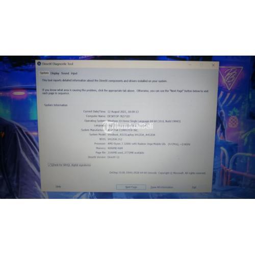 Laptop Asus A412D Ryzen 3 Ram 4GB Ssd 128GB Hdd 1TB FHD Bekas Normal - Solo