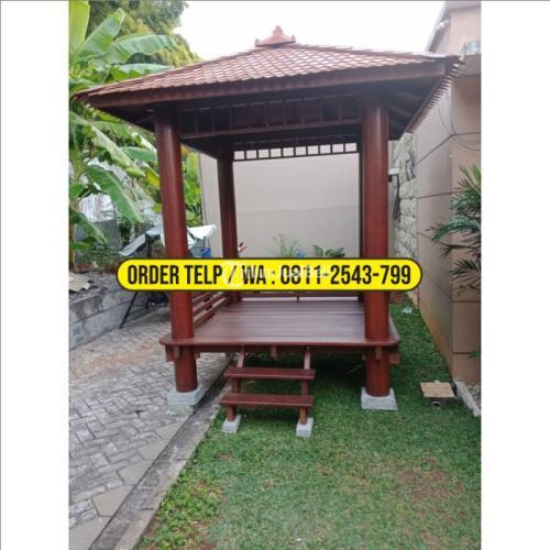 Gazebo Kayu Minimalis Taman Rumah - Cianjur